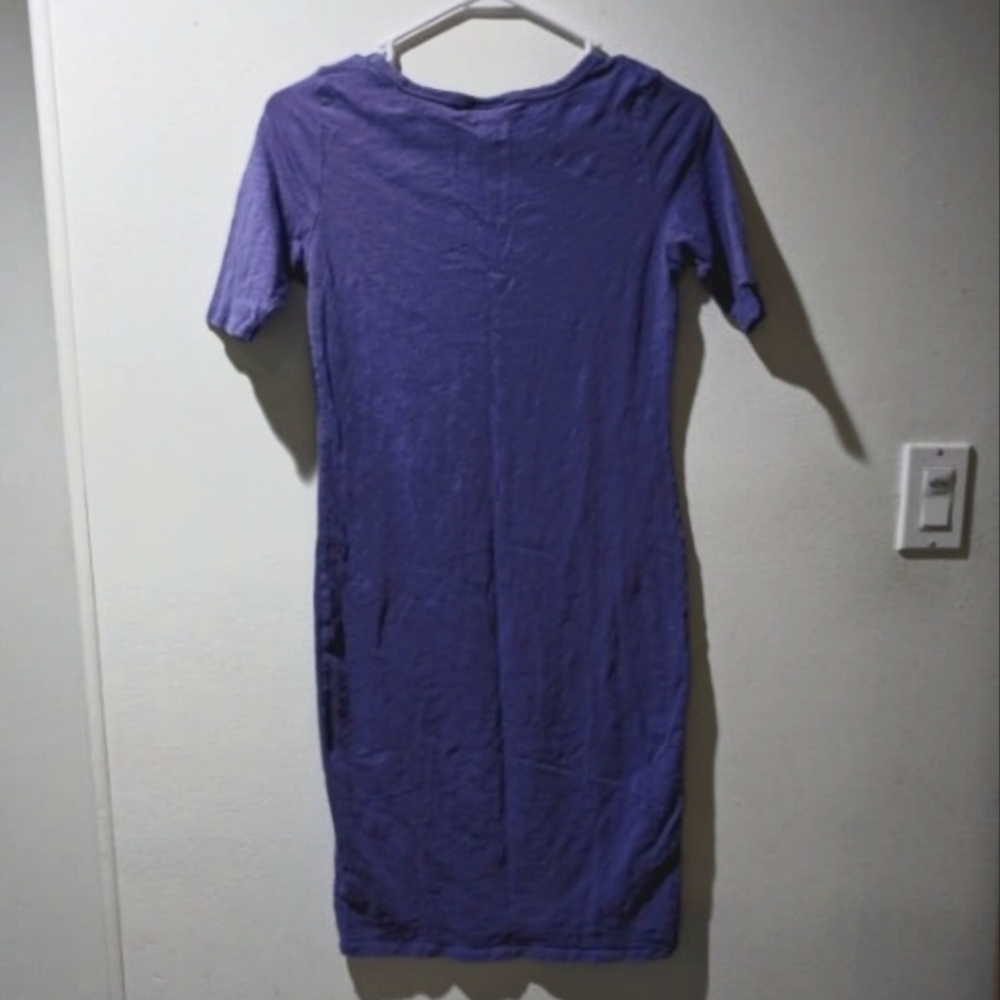 Small Cotton Body Hugging Purple Sheath Dress short sleeve casual comfort‎ euc